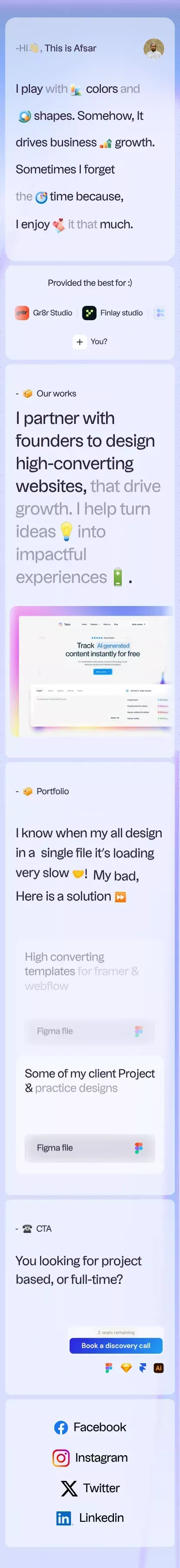 My Framer Site mobile view