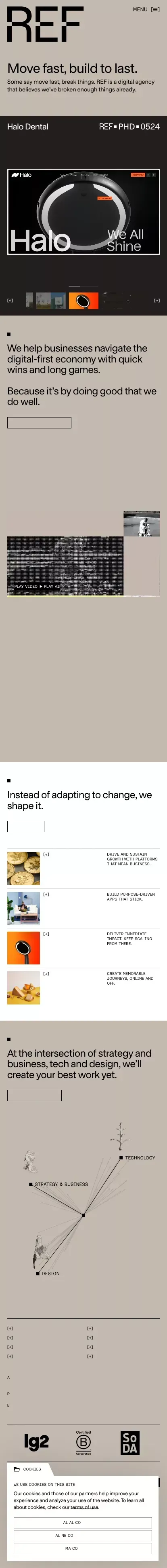 Move Fast. Build to Last | REF Digital Agency mobile view
