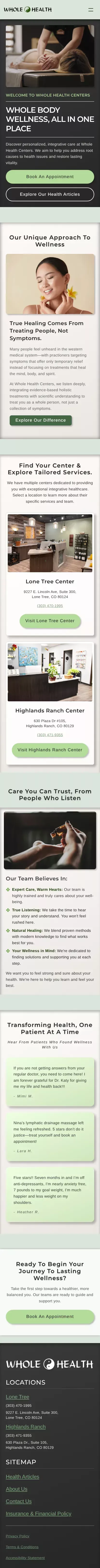 Holistic Healing & Wellness | Whole Health Centers Colorado mobile view