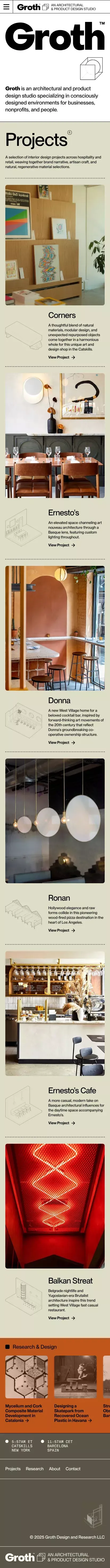 Groth Studio | Hospitality & Interior Design – Barcelona & NYC mobile view