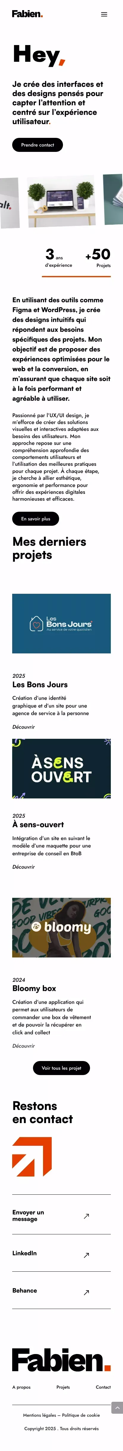 Accueil - Fabien Bertrand | Portfolio mobile view