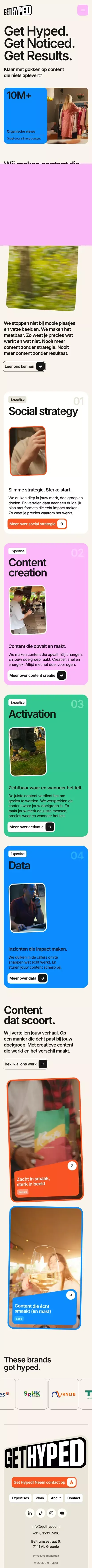 Get Hyped - Social-first content agency mobile view