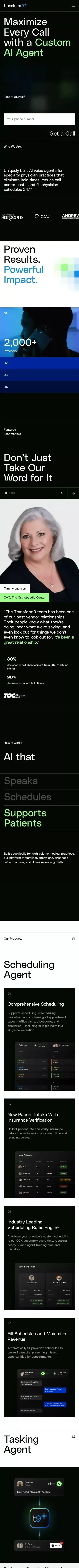 Transform9 — Maximize Every Call with a Custom AI Agent mobile view