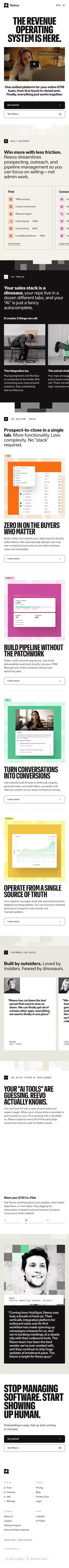 Reevo | The AI-native Revenue Operating System for GTM Teams mobile view