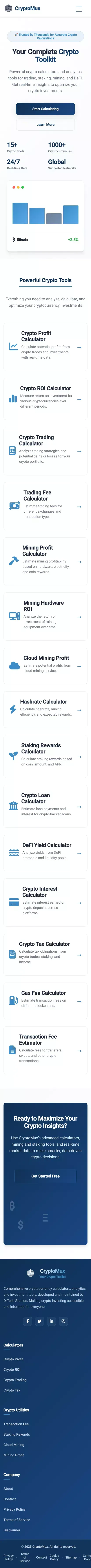 CryptoMux.com - Free Cryptocurrency Tools & Converters mobile view