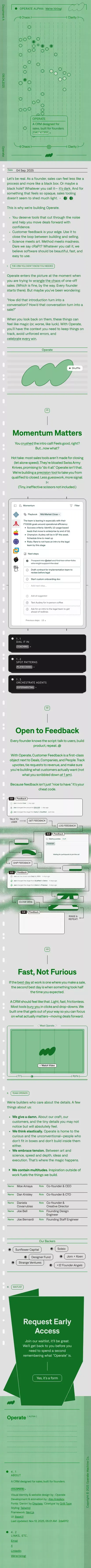 Operate — A CRM designed for sales, built for founders mobile view
