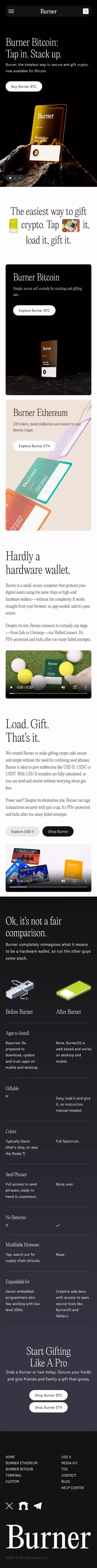 Burner mobile view