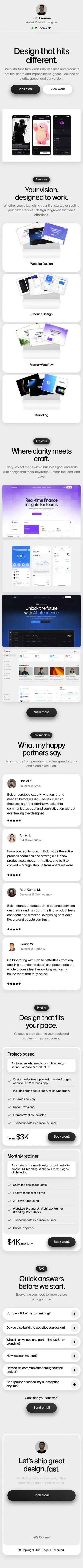 Bob Lejeune | Product and web designer mobile view