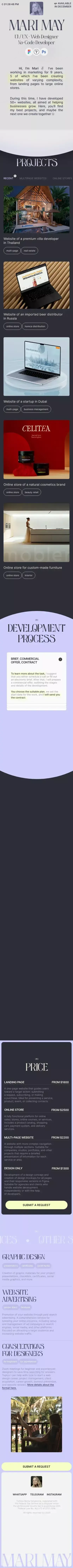 UI/UX & Web Designer Portfolio — MARI MAY mobile view