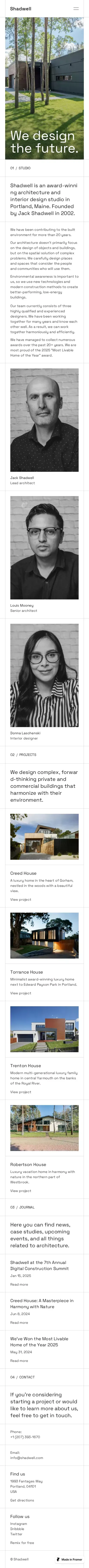 Shadwell - Architecture Framer Template mobile view