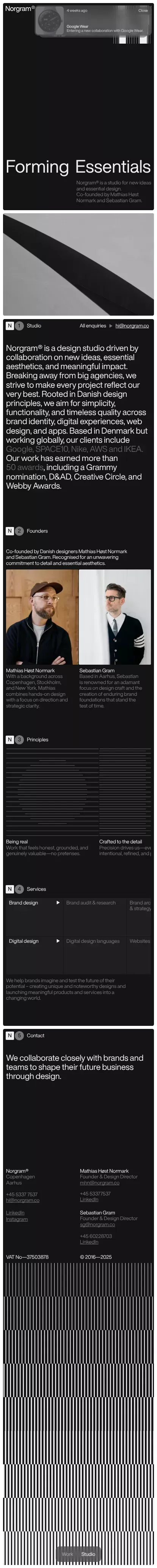 Norgram — Design Studio mobile view