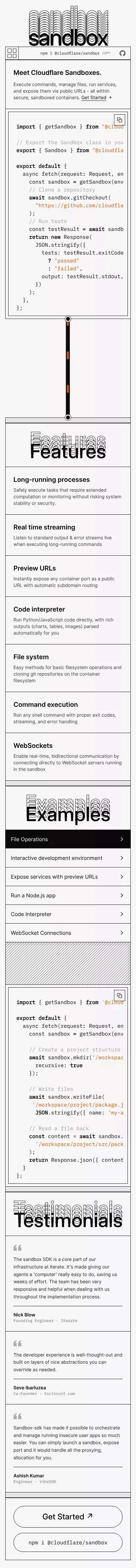 Sandbox SDK mobile view