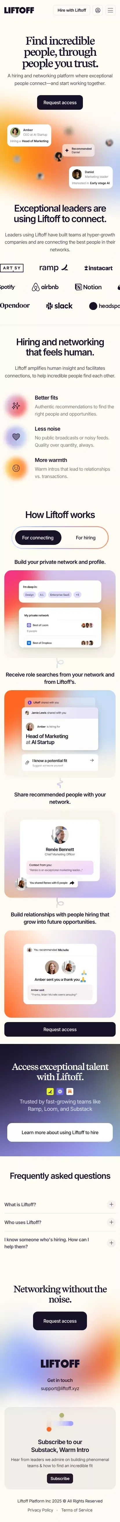 Liftoff | Find incredible people, through people you trust mobile view