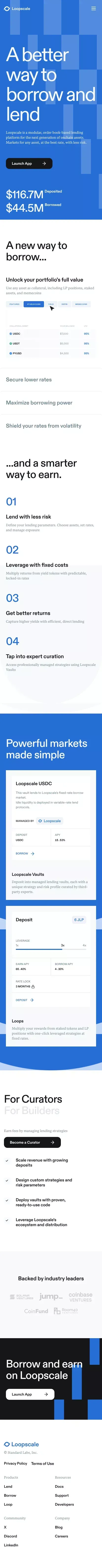 Loopscale mobile view