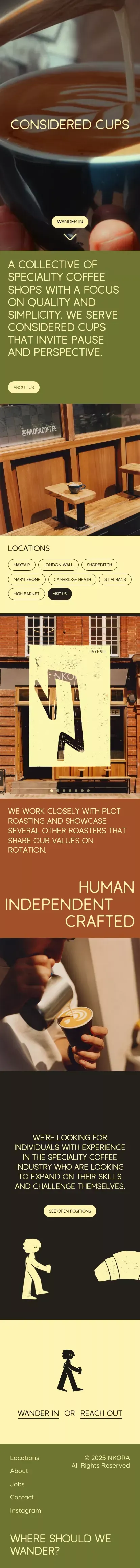 NKORA - Speciality coffee mobile view