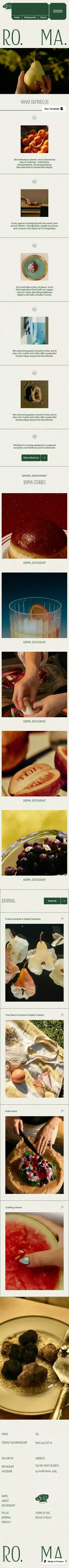 Roma - Hotel & Restaurant Framer Website Template mobile view