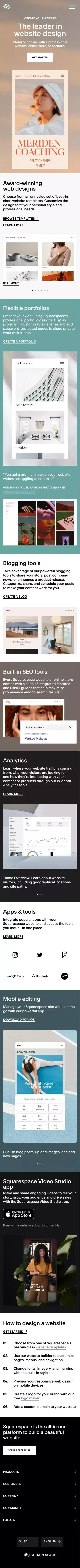 Website Design – The Leader in Website Design – Squarespace mobile view