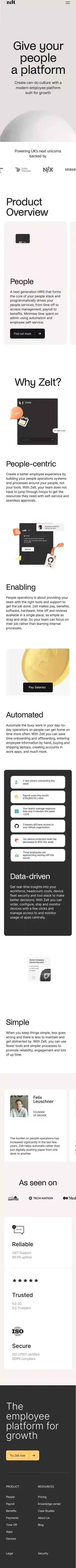 Zelt – The employee platform for growth mobile view