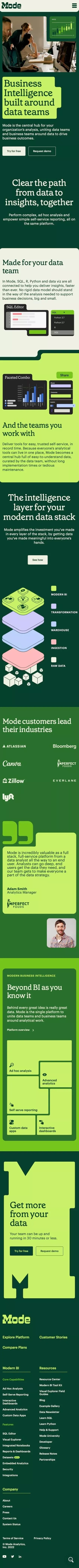Modern Business Intelligence | Better data, better decisions mobile view