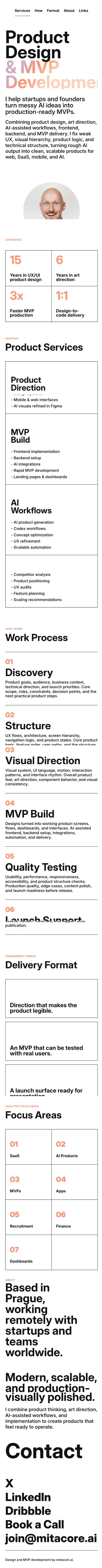 mitacore.ai - AI Product Design & MVP Development mobile view