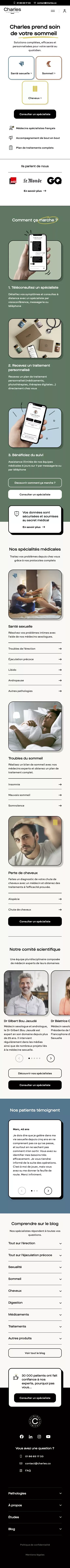 Consultez un médecin, Commandez un traitement | Charles mobile view