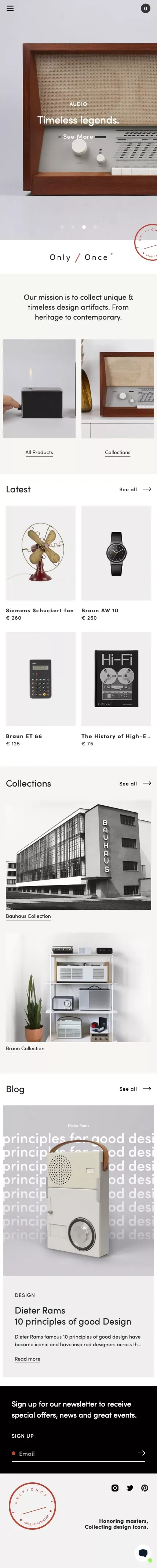 We collect iconic design artifacts from Braun & co. mobile view