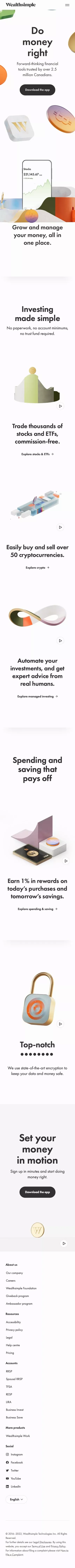 Wealthsimple: Investing, Regulated Crypto, Stocks & ETFs mobile view