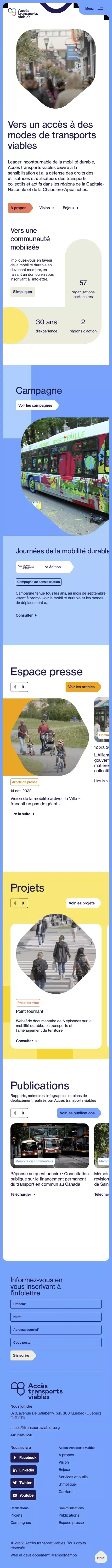 Accueil - Accès transports viables mobile view