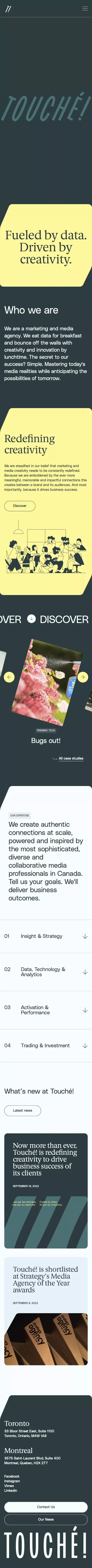 TouchÃ©! | Fueled by data. Driven by Creativity. mobile view