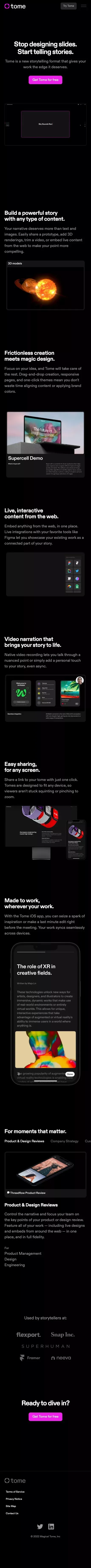 Tome - The storytelling tool for work. mobile view