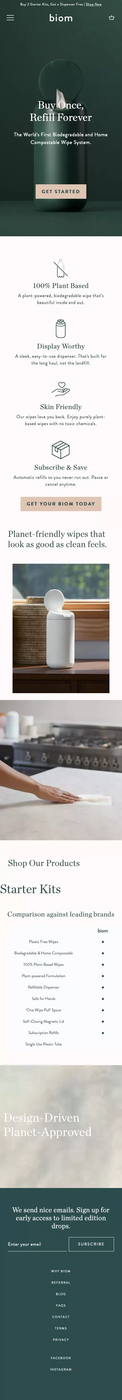 biom | Biodegradable and Eco-Friendly Wipes mobile view