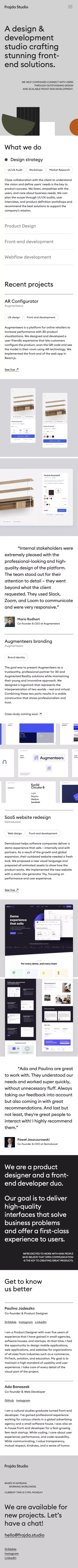 Frajda Studio – Design & Development Agency mobile view