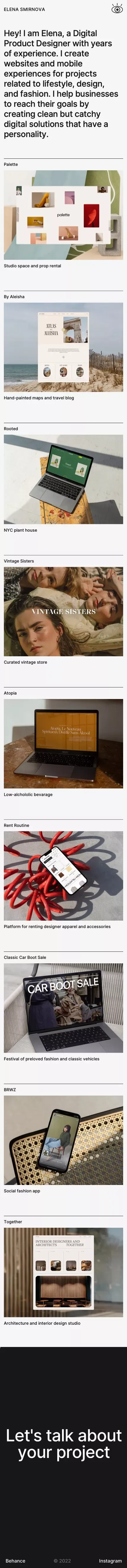 Elena Smirnova – Digital Product Designer mobile view