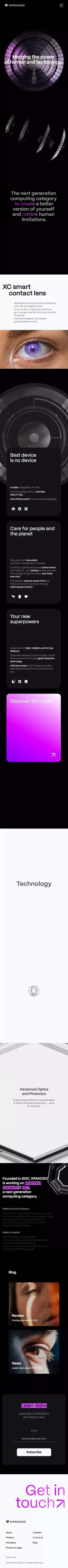 XPANCEO | eXtended Computing (XC) contact lenses mobile view