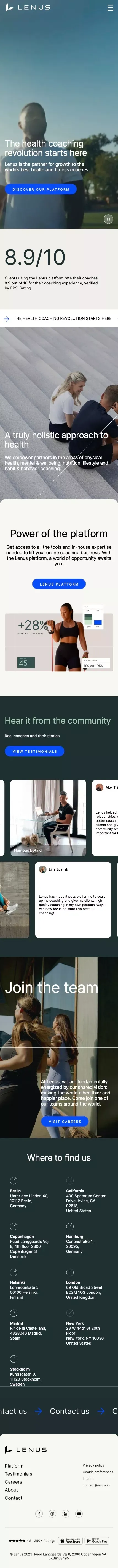 Lenus — The health coaching revolution starts here mobile view