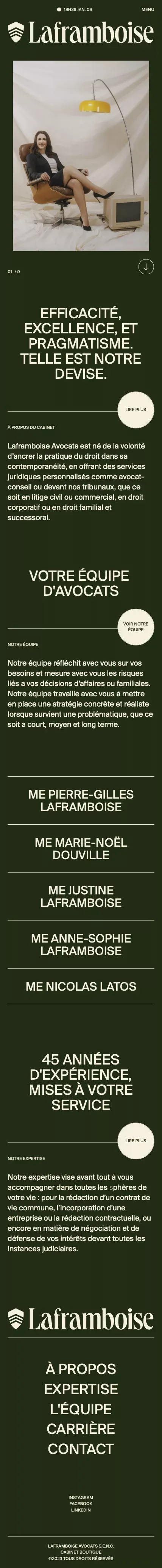Accueil — Laframboise Avocats mobile view