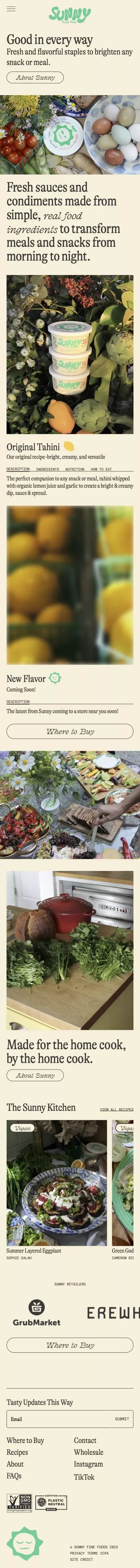 Sunny Fine Foods · Tahini Dip, Sauce & Spread mobile view