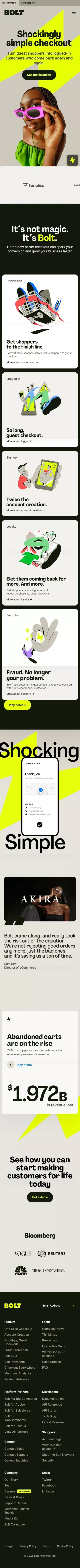 Bolt | Shockingly Simple Checkout mobile view