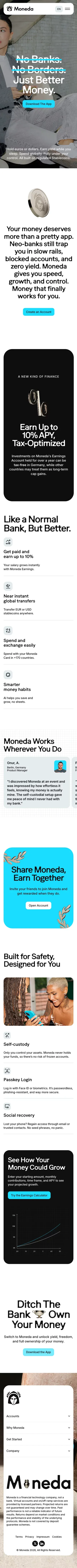 Moneda | Self-Custodial Neo Finance mobile view