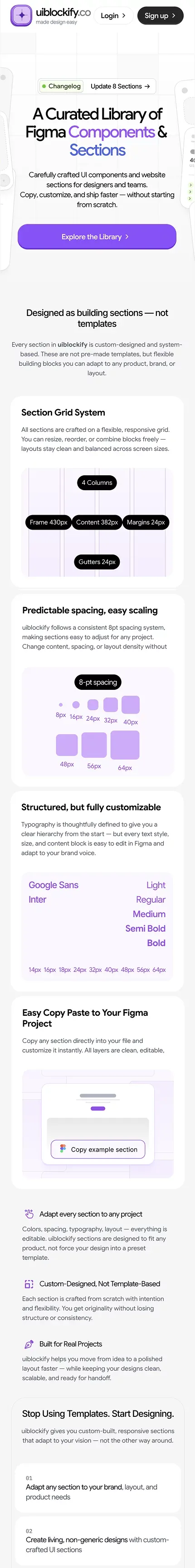 uiblockify â Customizable Figma UI Sections & Responsive Design Library mobile view