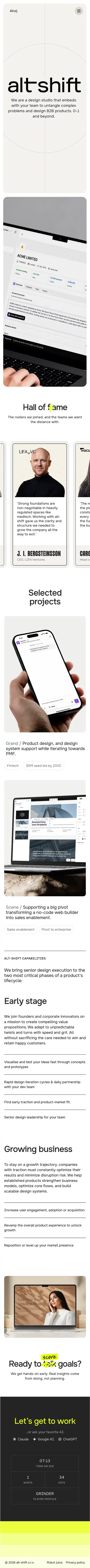 alt-shift : B2B product design studio mobile view
