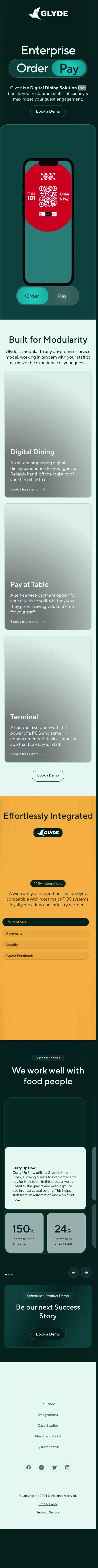 Enterprise Order & Pay ‣ Glyde mobile view