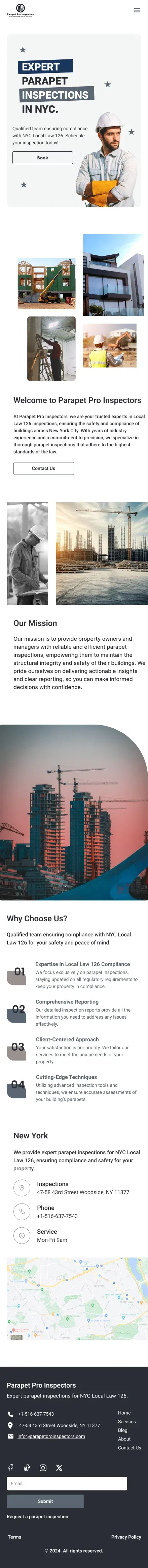 Parapet Pro Inspectors mobile view