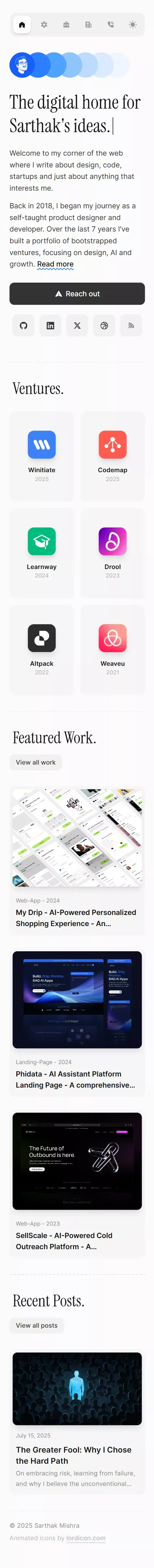 Sarthak Mishra - Designer who codes! mobile view