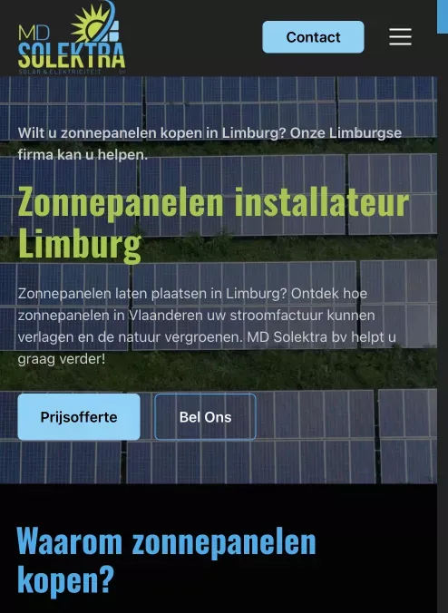 Uw Zonnepanelen Installateur in Limburg | MD Solektra bv mobile view