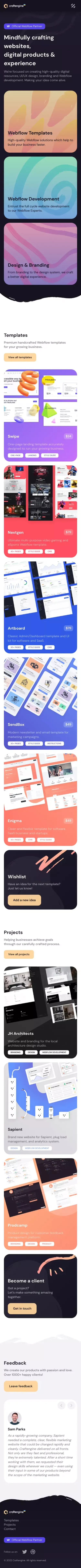 Craftengine | Mindfully crafting websites, digital products & experience mobile view