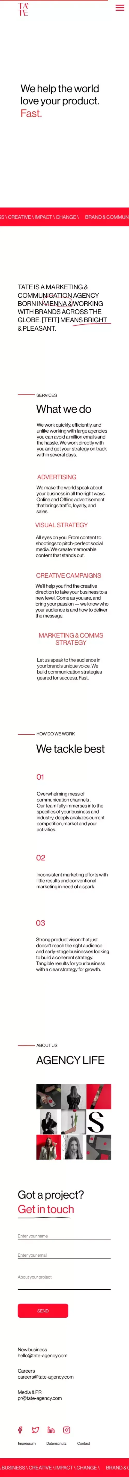 Tate Agency mobile view