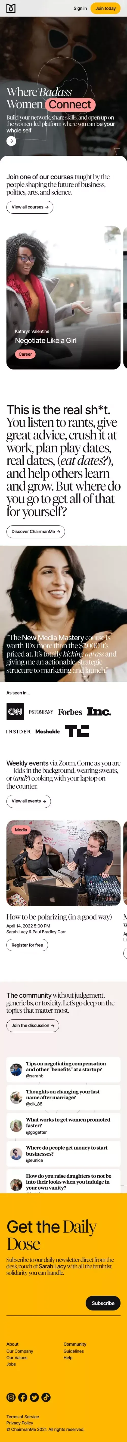 ChairmanMe — Where Badass Women Connect mobile view