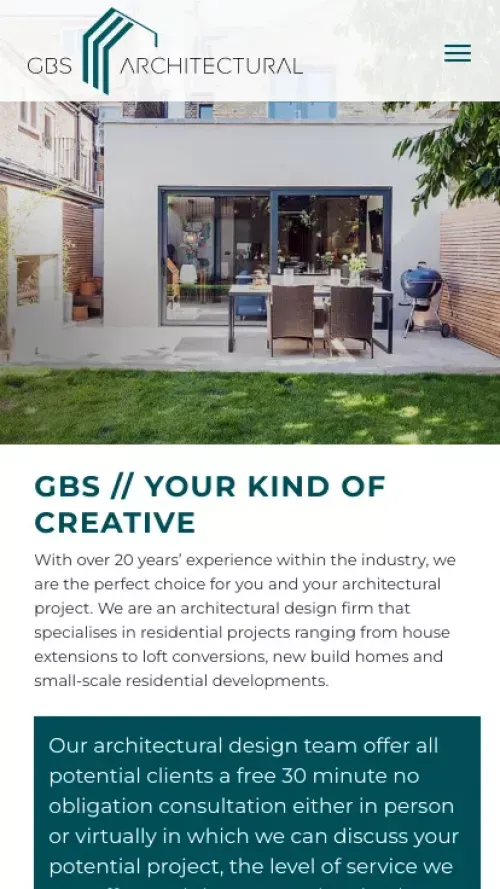 Architectural Design London - House Extensions South London - GBS Architectural mobile view