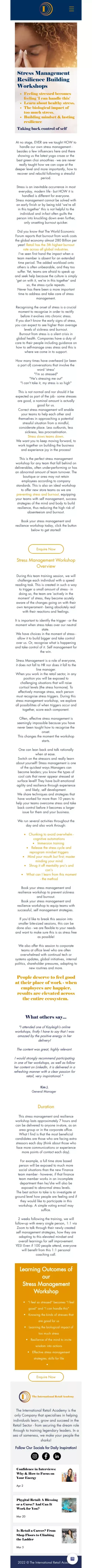 Stress Management Workshop | Resilience Building | TIRA mobile view